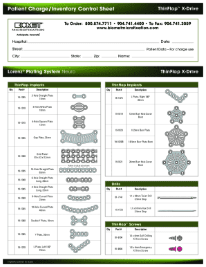 Patient Charge/Inventory Control Sheet