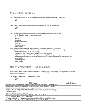Counterfeit Medicine and Drug Use Survey