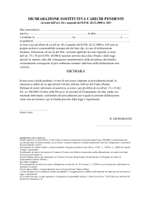 Italian Declaration of Pending Charges