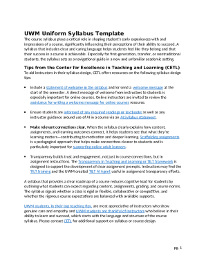 UWM Uniform Syllabus Template