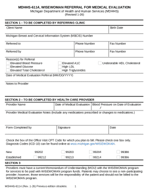MDHHS-6114 WISEWOMAN Referral Form