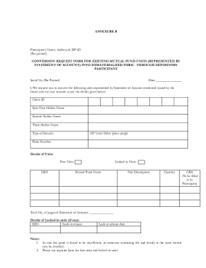 Conversion Request Form for Mutual Fund Units