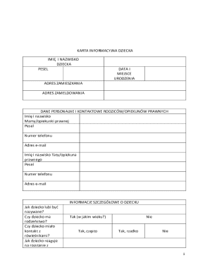 Child Information Form