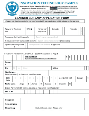Learner Bursary Application Form