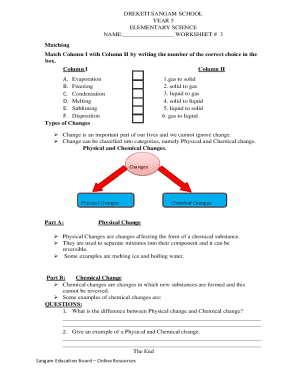 Elementary Science Worksheet