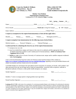Louisiana Immunization Exemption Form