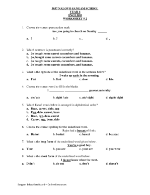 Year 4 Worksheet