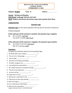 English Worksheet 4 - 2021