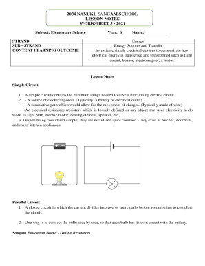 Elementary Science Worksheet 5