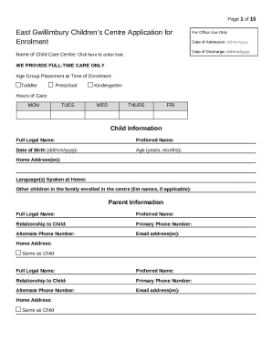 East Gwillimbury Children’s Centre Application