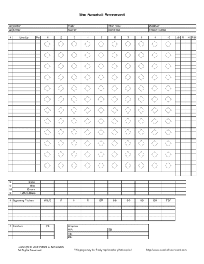 Baseball Scorecard Template
