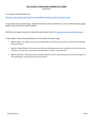 Maryland Agency Purchase Submittal Form