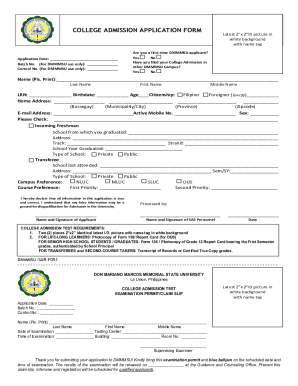 College Admission Application Form