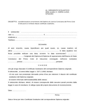 Diploma Loss Declaration and Certificate Request