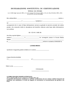 Italian Middle School Diploma Declaration