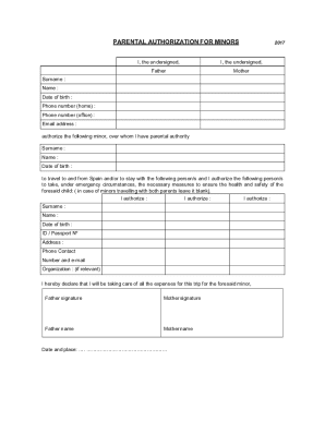 Parental Authorization for Minors