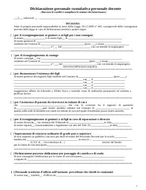 Italian Teacher Personal Declaration Form