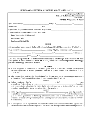 Request for Leave under Art. 33 Law 104/92