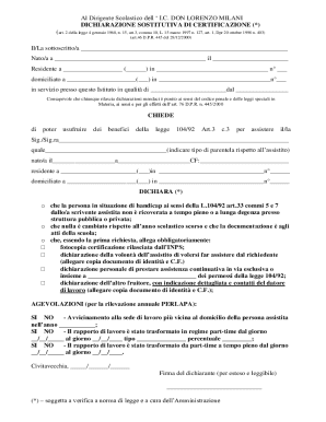 Declaration of Substitution of Certification