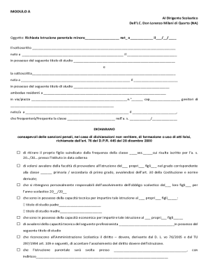 Italian Home Education Request Form