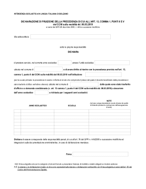 Italian School Precedence Declaration Form