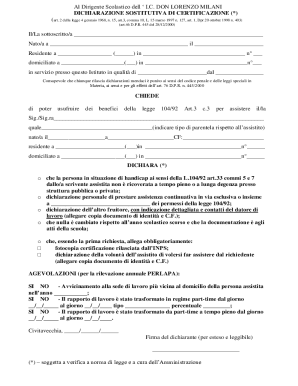Declaration of Substitution of Certification for Law 104/92 Benefits