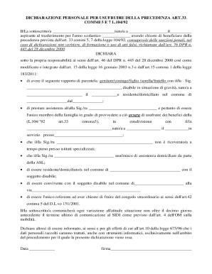 Personal Declaration for Priority Transfer