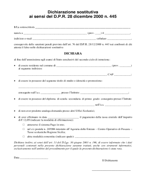 Italian State Exam Declaration Form