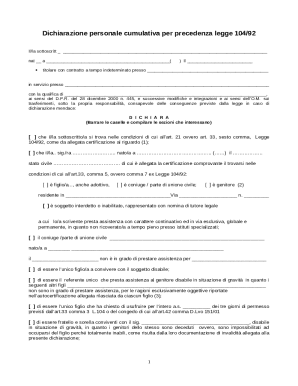 Italian Law 104/92 Priority Declaration Form