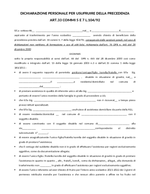 Personal Declaration for Transfer Precedence