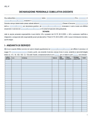 Italian Teacher Cumulative Declaration Form