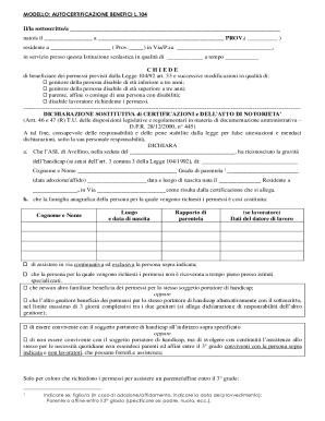 Autocertificazione Benefici L.104
