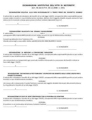 Italian Disability Assistance Declaration Form