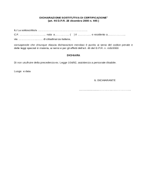 Dichiarazione Sostitutiva di Certificazione