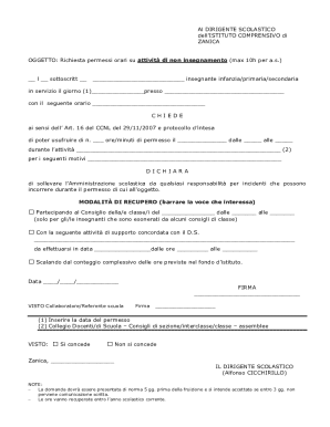 Italian School Permission Request Form