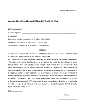 Permesso per Aggiornamento Art. 64 CCNL