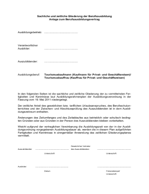 Tourism Apprenticeship Training Plan