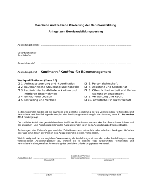 German Apprenticeship Training Plan