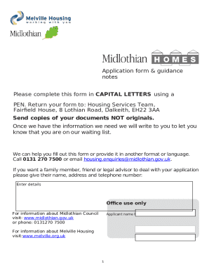Midlothian Council Housing Application Form