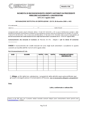 Italian Credit Recognition Form