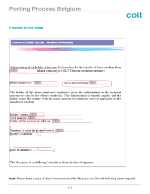 Belgium Porting Services LOA