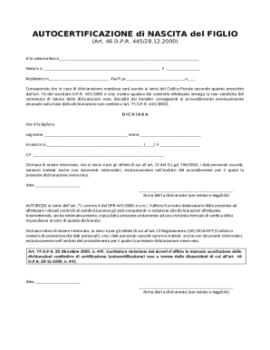 Italian Birth Certificate Declaration