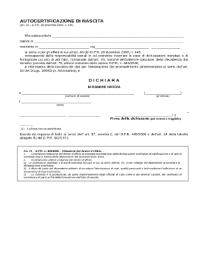 Italian Birth Self-Certification Form
