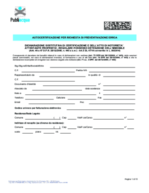 Italian Water Supply Request Form