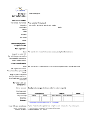Europass Curriculum Vitae Form