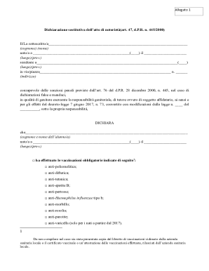 Italian Vaccination Declaration Form