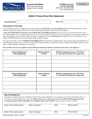 2020-21 Parent Non-Filer Statement