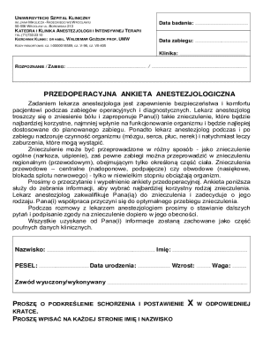 Preoperative Anesthesiology Questionnaire