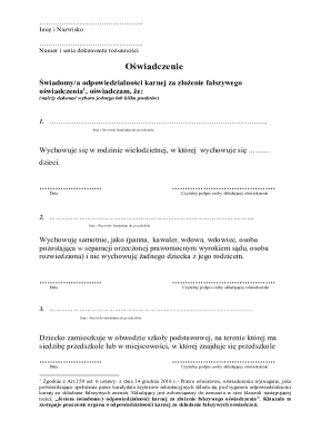 Polish Kindergarten Admission Declaration