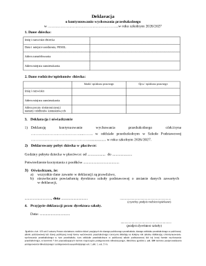 Polish Preschool Education Continuation Declaration